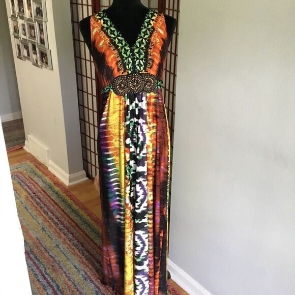 Multicolored Maxi Dress - Size 8 - Picture 1 of 7